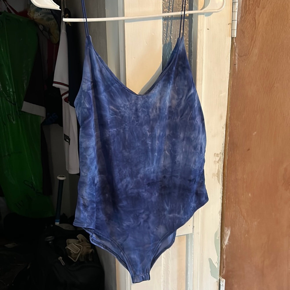 Blue tie-dye bodysuit